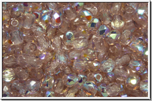 Bhm. Glasschliffperle, feuerpol., 3mm, amethyst, lt., trans., AB, 50 Stk.