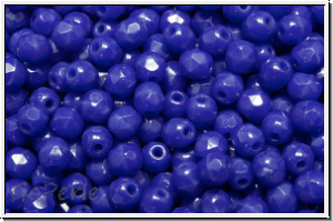 Bhm. Glasschliffperle, feuerpol., 3mm, blue, dk., op., 50 Stk.