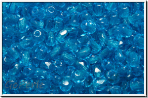 Bhm. Glasschliffperle, feuerpol., 3mm, aqua, dk., trans., 50 Stk.