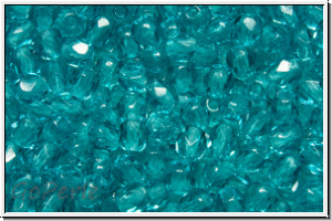 Bhm. Glasschliffperle, feuerpol., 3mm, blue zircon, trans., 50 Stk.