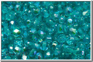 Bhm. Glasschliffperle, feuerpol., 3mm, blue zircon, trans., AB, 50 Stk.