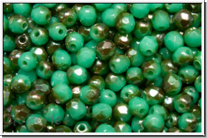 Bhm. Glasschliffperle, feuerpol., 3mm, turquoise, op., venus luster, 50 Stk.