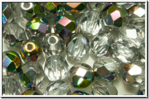 Bhm. Glasschliffperle, feuerpol., 6mm, crystal, trans., half marea, 25 Stk.