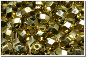 Bhm. Glasschliffperle, feuerpol., 6mm, bronze, dorado, met., 25 Stk.