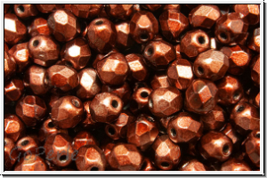 Bhm. Glasschliffperle, feuerpol., 4mm, burnt copper, met., satin, 50 Stk.