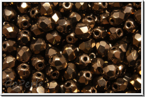 Bhm. Glasschliffperle, feuerpol., 4mm, bronze, dk., met., 50 Stk.