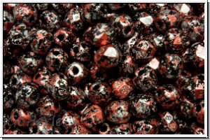 Bhm. Glasschliffperle, feuerpol., 4mm, black, op., red, tweedy, 50 Stk.