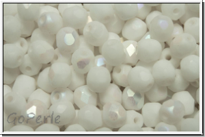 Bhm. Glasschliffperle, feuerpol., 4mm, white, op., AB, matte, 50 Stk.