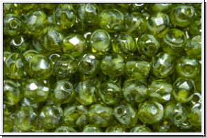 Bhm. Glasschliffperle, feuerpol., 4mm, green, moonlight, luster, 50 Stk.