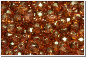 Bhm. Glasschliffperle, feuerpol., 4mm, crystal, trans., rose gold luster, 50 Stk.