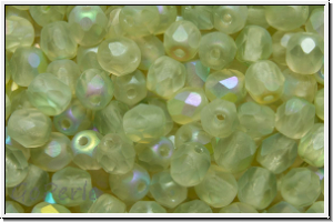 Bhm. Glasschliffperle, feuerpol., 4mm, crystal, trans., green AB, matte, 50 Stk.