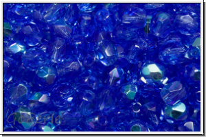 Bhm. Glasschliffperle, feuerpol., 4mm, blue, trans., AB, 50 Stk.