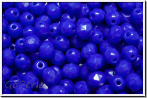 Bhm. Glasschliffperle, feuerpol., 4mm, blue, dk., op., 50 Stk.