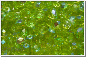 Bhm. Glasschliffperle, feuerpol., 4mm, lime, lt., trans., rainbow, 50 Stk.