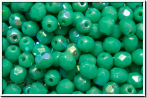 Bhm. Glasschliffperle, feuerpol., 4mm, turquoise, op., AB, 50 Stk.