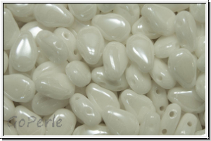 DropDuo-Beads, 5x7mm, white, op., shimmer, 50 Stk.