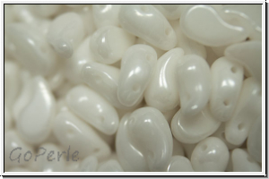 ZoliDuo-Beads, 5x8mm, left, white, alabaster, white iris. sfinx, 25 Stk.