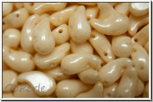 ZoliDuo-Beads, 5x8mm, left, white, alabaster, champagne luster, 25 Stk.