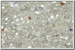 Bhm. Glasschliffperle, feuerpol., 4mm, crystal, transparent, AB, 50 Stk.