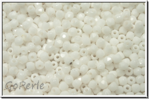 Bhm. Glasschliffperle, feuerpol., 2mm, white, op., 50 Stk.