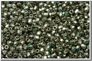 Bhm. Glasschliffperle, feuerpol., 2mm, crystal, trans., full chrome, 50 Stk.