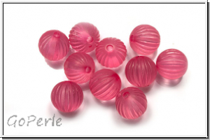 Acryl-Perle, rund, gerillt, 9mm, pink, matte, 10 Stk.