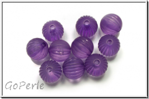 Acryl-Perle, rund, gerillt, 9mm, violet, matte, 10 Stk.