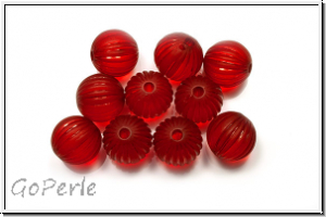 Acryl-Perle, rund, gerillt, 9mm, red, matte, 10 Stk.