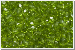 Bhm. Glasschliffperle, feuerpol., 4mm, olivine, dk., med., trans., 50 Stk.