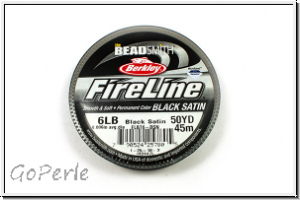 Fireline Beading Thread, Fdelgarn, 06 LB, black satin, 50yd