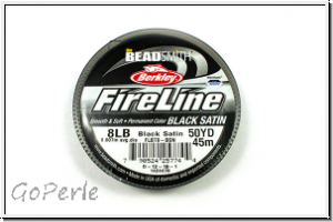 Fireline Beading Thread, Fdelgarn, 08 LB, black satin, 50 yd