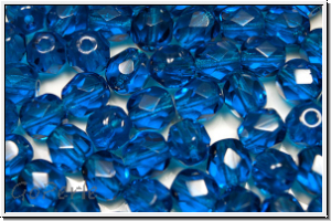 Bhm. Glasschliffperle, feuerpol., 6mm, blue zircon, trans., 25 Stk.