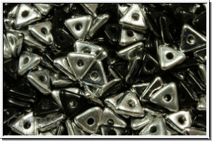 Tri-Beads, 4mm, black, op., half silver, 100 Stk.