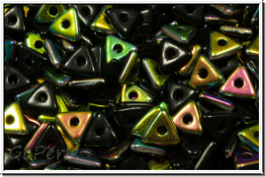 Tri-Beads, 4mm, black, op., half vitrail, 100 Stk.