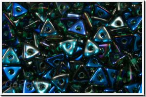 Tri-Beads, 4mm, emerald, trans., half azuro, 100 Stk.