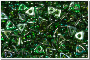 Tri-Beads, 4mm, emerald, trans., half celsian, 100 Stk.