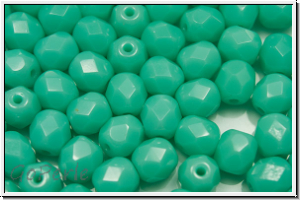 Bhm. Glasschliffperle, feuerpol., 6mm, green turquoise, op., 25 Stk.