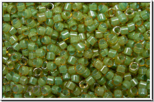 DB2052, MIYUKI Delica, 11/0, crystal, trans., luminous asparagus green-ld., 5g