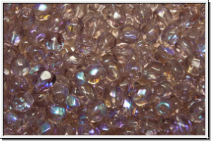 Bhm. Glasschliffperle, feuerpol., 4mm, amethyst, lt., trans., AB 50 Stk.