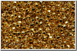 Bhm. Glasschliffperle, feuerpol., 2mm, crystal, trans., 24kt gold plated, full, 50 Stk.