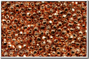 Bhm. Glasschliffperle, feuerpol., 2mm, crystal, trans., full copper plated, 50 Stk.