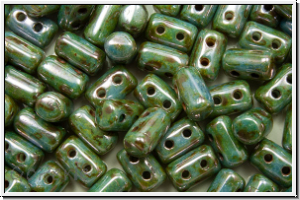 RUL-03000-65431, Rulla Beads, 3x5mm, white, op., blue/brown marbled, 100 Stk. (ca. 11 g)