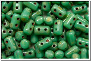 RUL-63130-86805, Rulla Beads, 3x5mm, turquoise, op., dk. picasso, 100 Stk. (ca. 11 g)