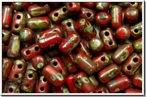 RUL-93200-86805, Rulla Beads, 3x5mm, red, op., dk. picasso, 100 Stk. (ca. 11 g)