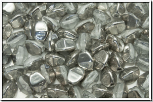 PB-00030-27001, Pinch Beads, 5x3mm, crystal, trans., half silver, 65 Stk.