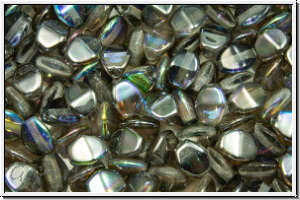 PB-00030-98537, Pinch Beads, 5x3mm, crystal, trans., graphite rainbow, 65 Stk.