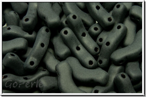 3-Loch-Bridge-Beads, 12x3mm, black, op., matte, 50 Stk.