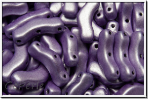 3-Loch-Bridge-Beads, 12x3mm, purple, met., suede, 50 Stk.