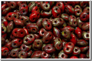 SD-93200-86800, SuperDuo Beads, red, op., picasso, 10g