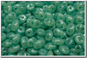 SD-61300-14400, SuperDuo Beads, aqua, silk opal, luster, 10g